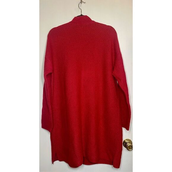 J Jill Easy Textured Long Open Front Cardigan Heathered Red Size MT - Picture 15 of 16